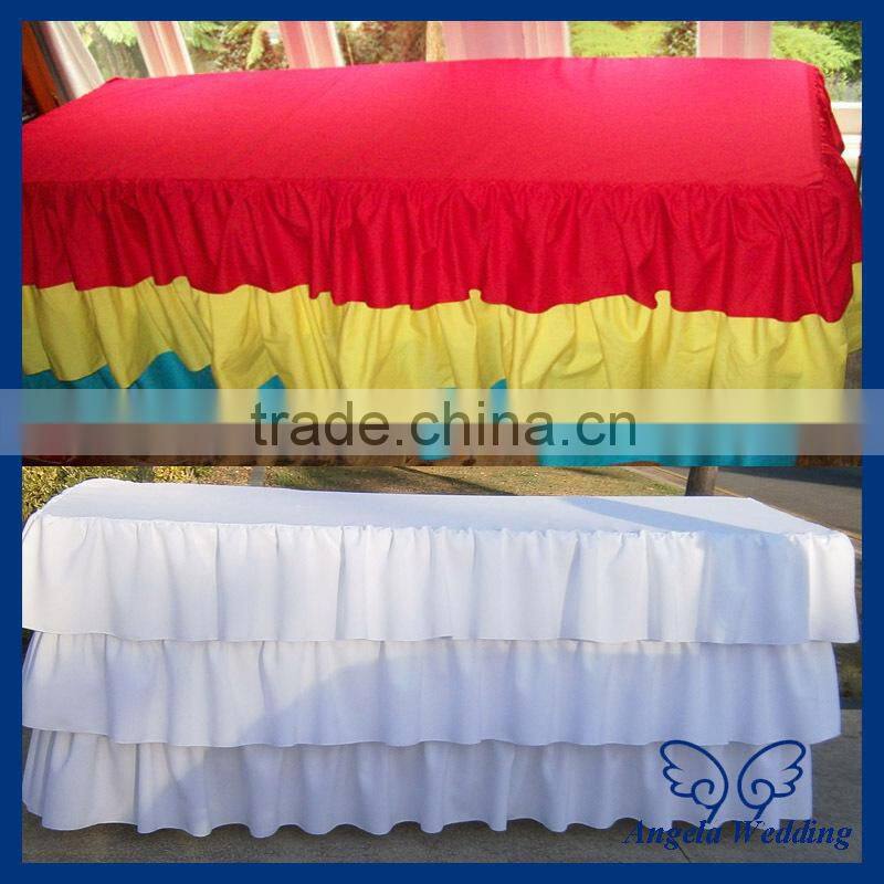 SK001C New 2015 elegant polyester ruffled steps in bridal grey table skirts