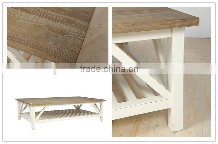 country style Crosspiece wood coffee table