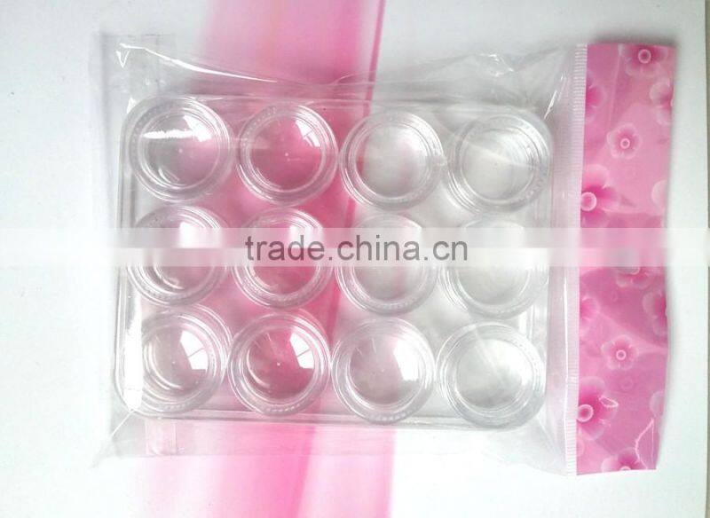 3g 5g cosmetic cream jar 12pcs sets travel kit cream jar Nail bottles, small round bottles