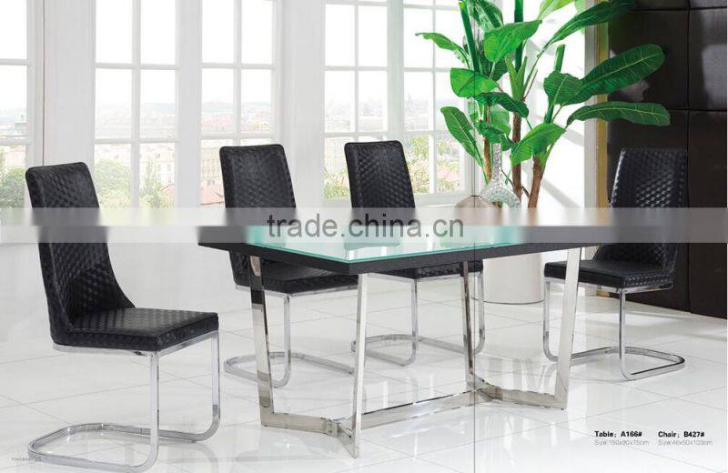 TB beautiful stainless steel dining table base dining table set for home