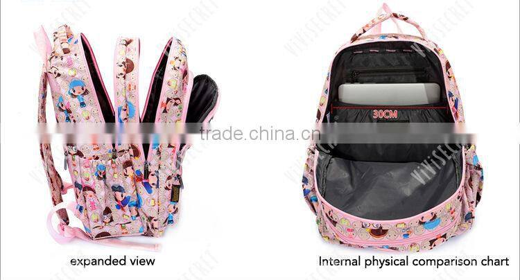 Manufacturers polyester waterproof pink cartoon school fantasy backpacks from china