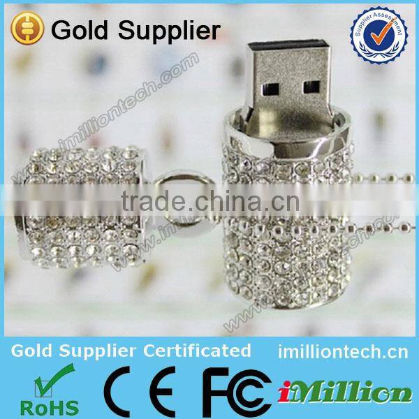 Blink jewelry usb flash drive 8gb 16gb round cube necklace usb