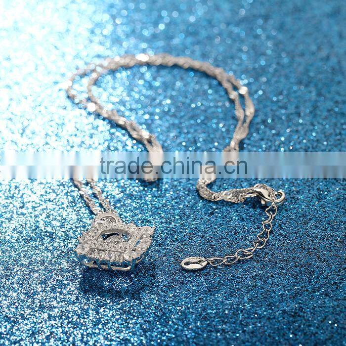 925 Sterling Silver Dancing Stone Pendant Necklace SPG912W