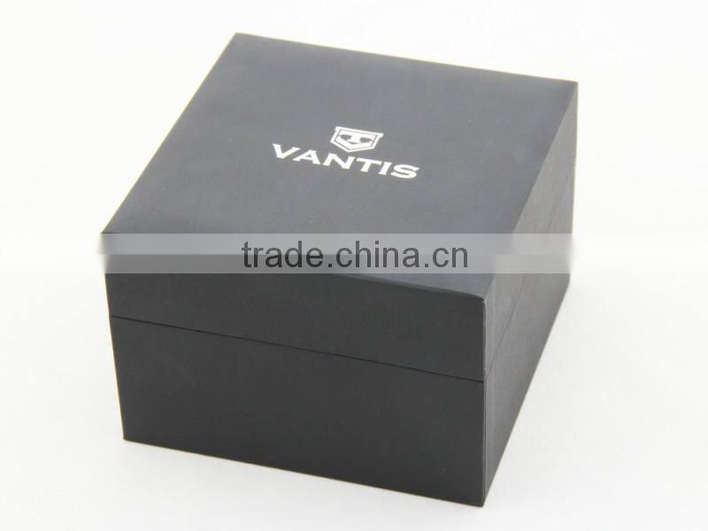 High Quality black Plastic paper clamshell Watch Box packaging with pillow