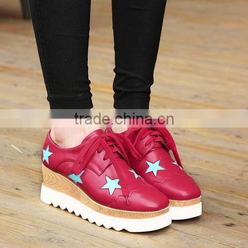 2015 Autumn new design women round toe low heel casual women shoes fashion British style lace-up ladies ankle boots PH3883