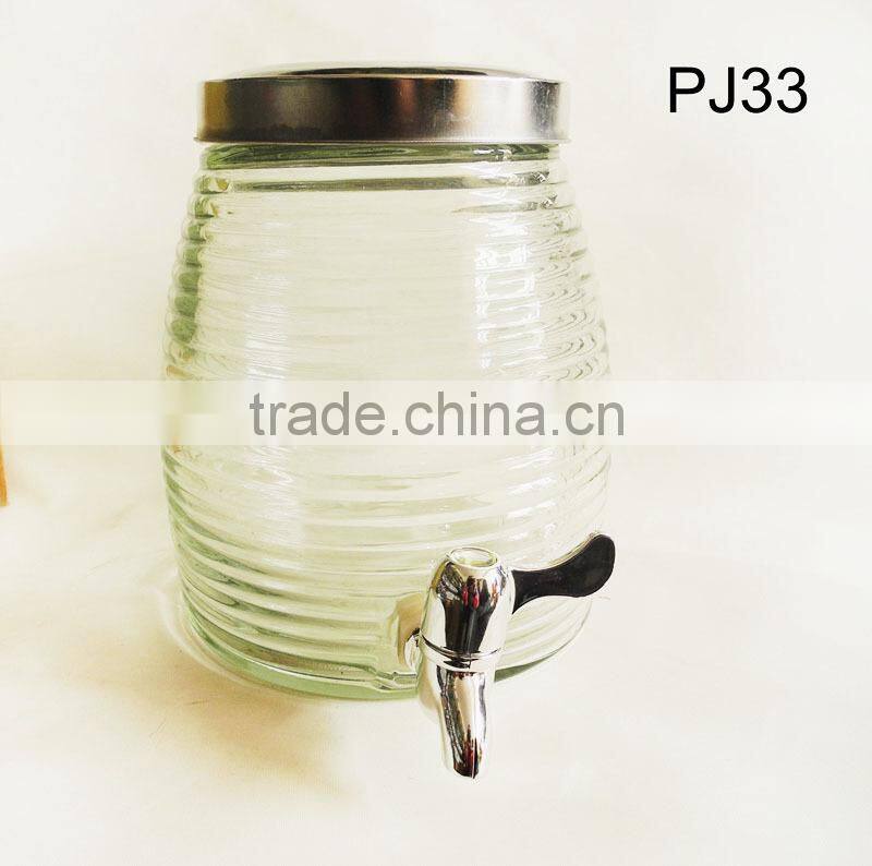 Large volume glass dispenser jars with lid
