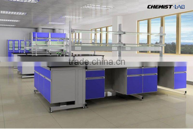 ChemBench Reserch Institute Laboratory Steel Central Bench w/ Fume Extraction, 1800lbs Capacity 48-60'' Depth x 30-36'' Height