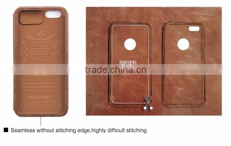 QIALINO Dropshipping Q Card Case, Full Grain Genuine For iPhone 6s Plus Leather Case