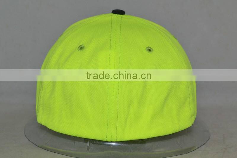 Guangzhou hat factory professional custom 100% polyester black/green stitching baseball cap