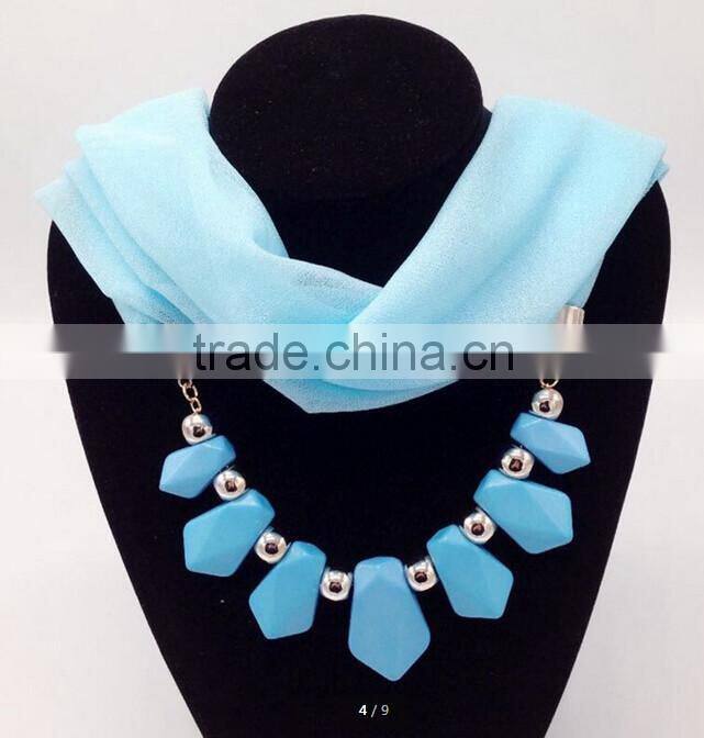 Fashion acrylic necklace chiffon scarf for lday