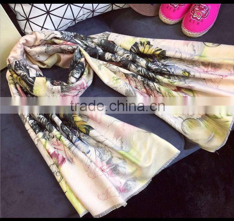 Graceful big flower design lady pashmina scarf/shawls
