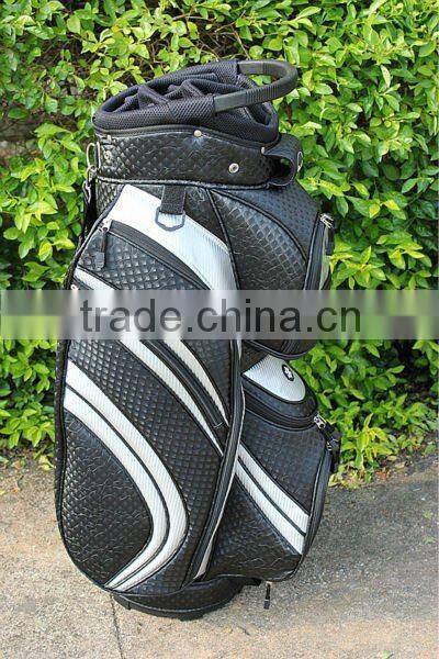 black leather golf cart bag