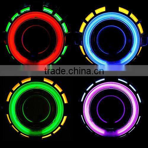 HOT!!Automobile&motorcycle projector headlight with angel eye,car double angel eye projector headlights