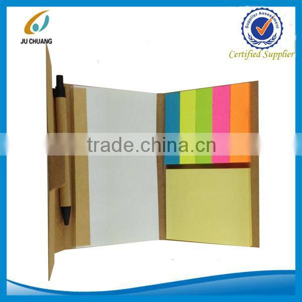 Kraft paper cover sticky notes book with pen