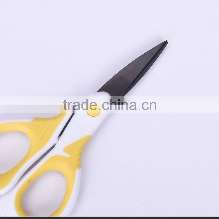 SH13015WY-T-2016 New design professional 5"coated black titanium blade houeshold scissors with soft touch handle