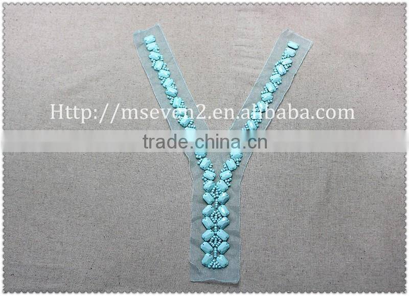 Wholesales fancy acrylic beaded collar garment accessories ladies fashion beaded neck lace collar trim