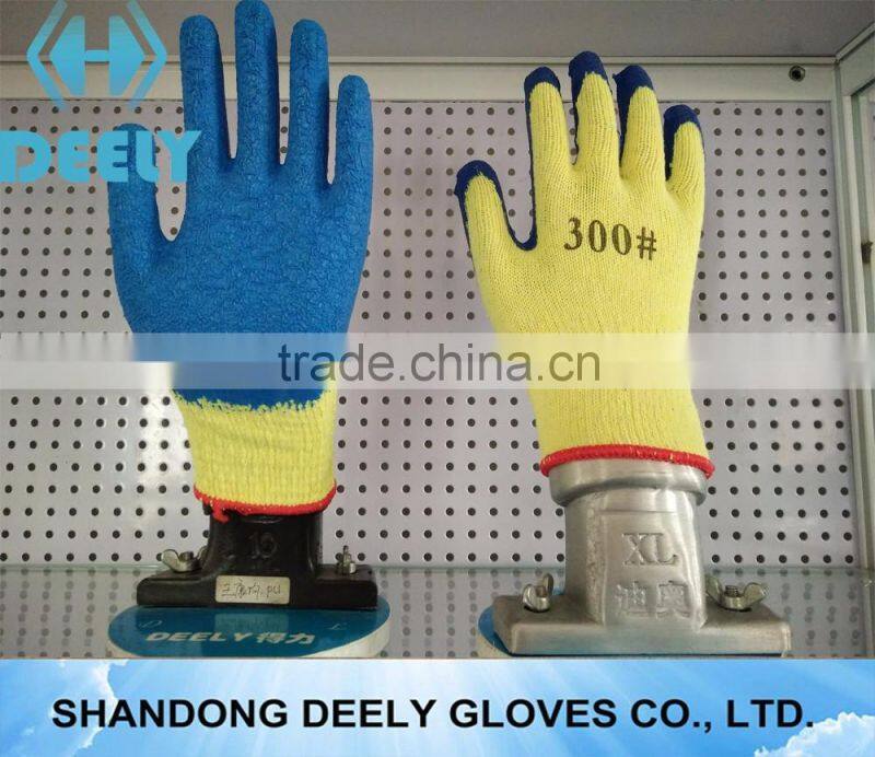 natural latex palm coated wrinkle gloves/industrial gloves