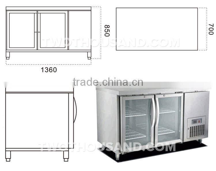2017 Best Seller Commerical Under Counter Refrigerator Glass Door