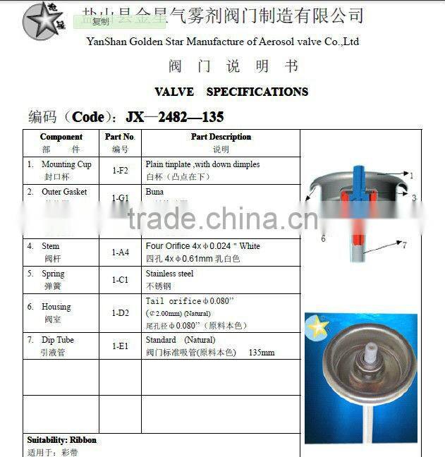 One-inch Powder Aerosol Valves