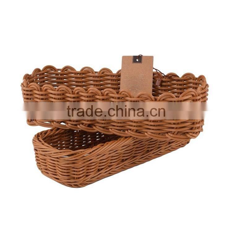 Home or restaurant tableware using eco-friendly plastic rattan bread basket kitchen cutlery tray basket