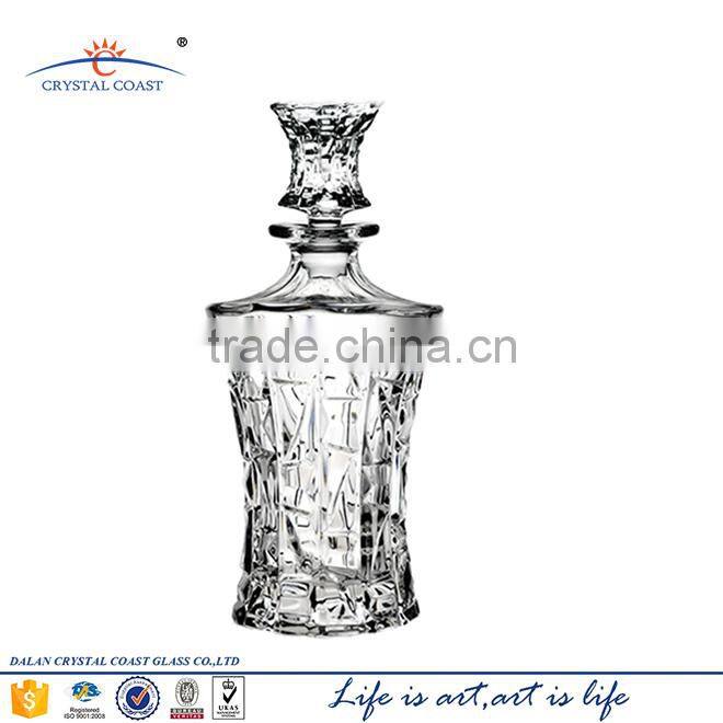 Modern art lead crystal high clear glass wine bottles for sale