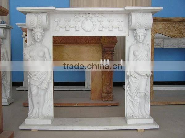 Good quality handcarved figure fireplace mantel