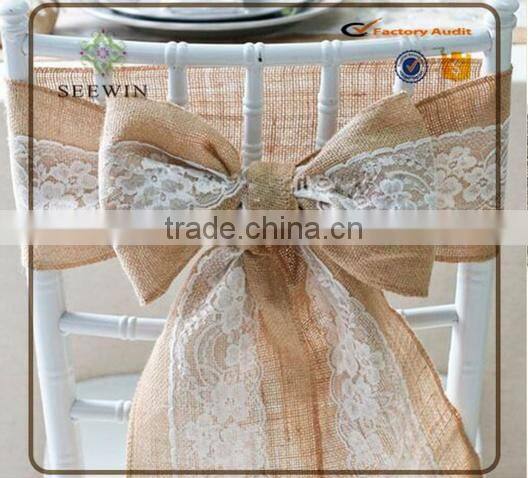 burlap lace table sash for chair cover ,wedding