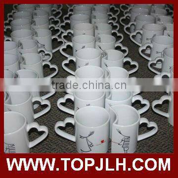 Promotional plain white double wall Pure white ceramic mug with handle