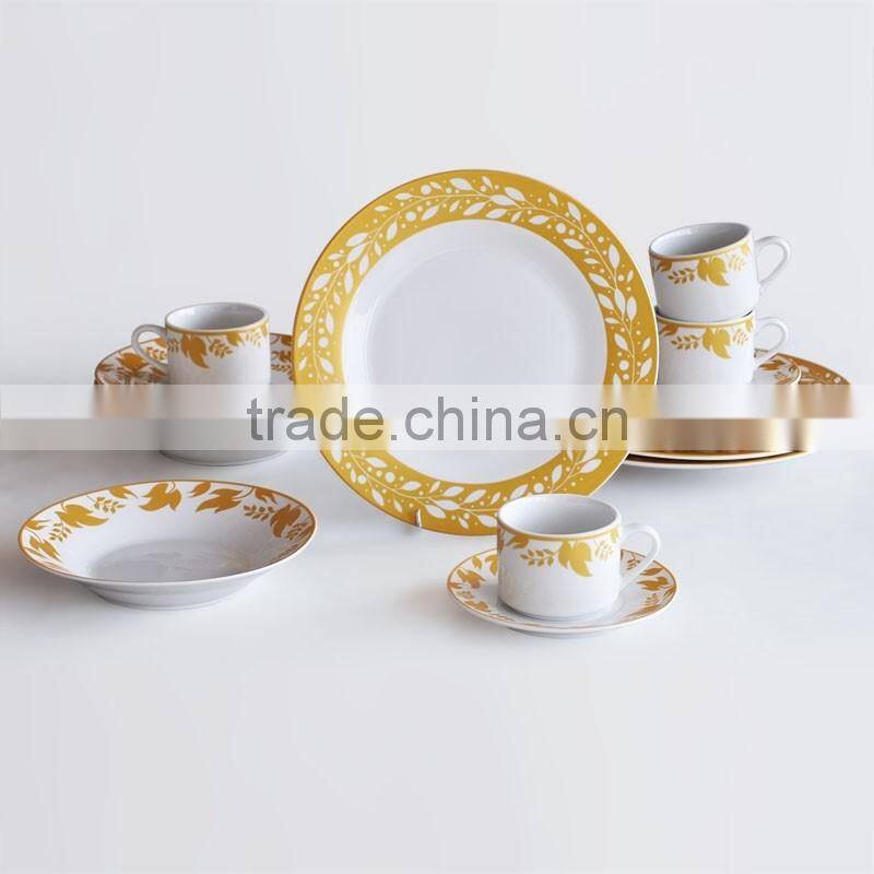 20pcs porcelain dinner set with gold decal and lines gold designs dinnerware set