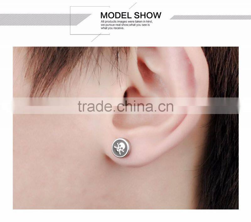 Skull Patern Body Steel Jewelry Piercing Barbell Tunnel Plug Stud Earrings