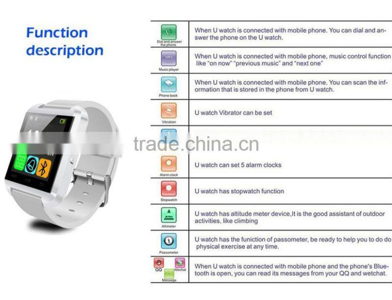 2015 New Smart Bluetooth Watch Wrist Watch Bluetooth Cheapest andriod Smart Watch U8