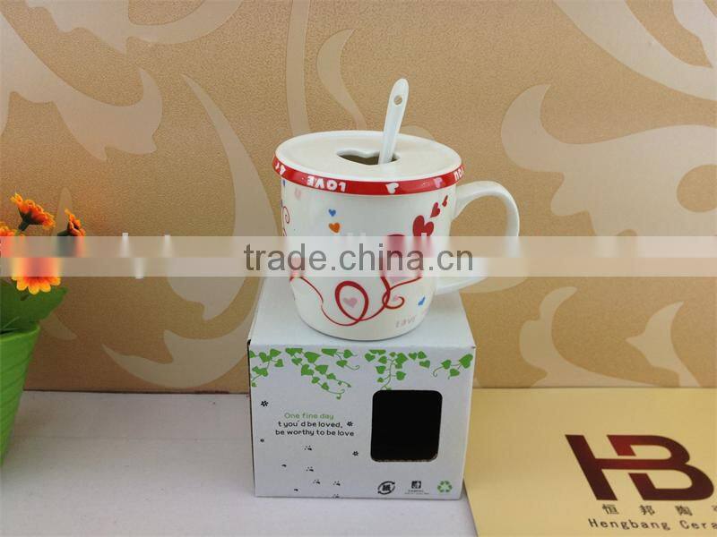heart shape ceramic coffee gift mug with spoon