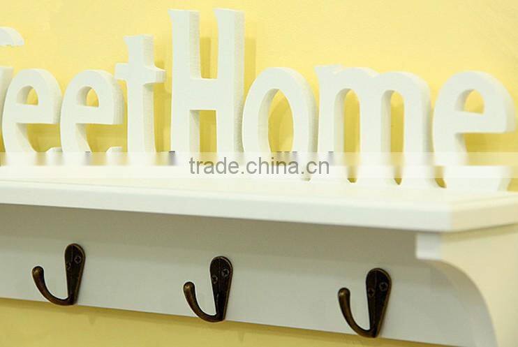 With Hooks Wood Wall Mounted Shelving