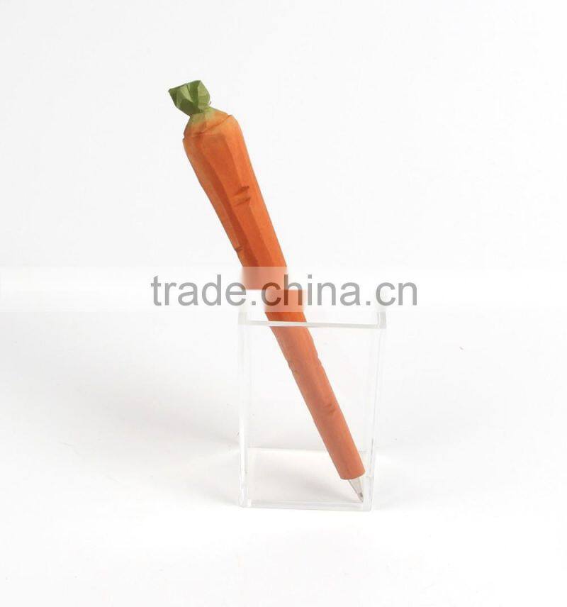 Lovely carrot-shaped wooden ballpoint pen