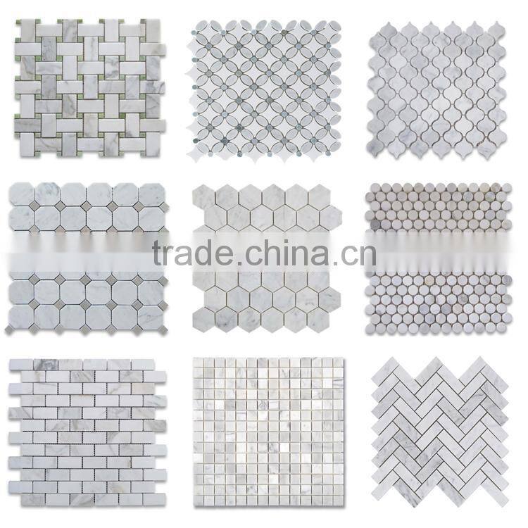 MM-CV254 Ecofriendly interior design natural stone white marble hexagon shape stone mosaics