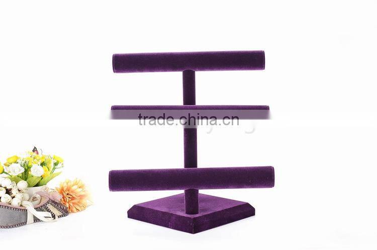 2016 three tiers purple velet woman stand for bracelet