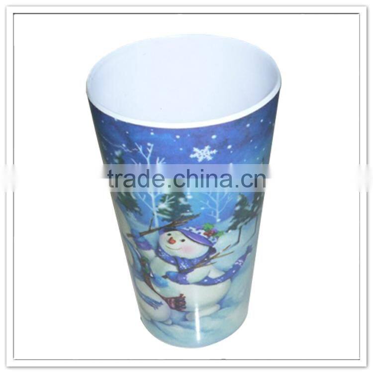 Cold winter snowman with scarf melamine blue decorated christmas cup