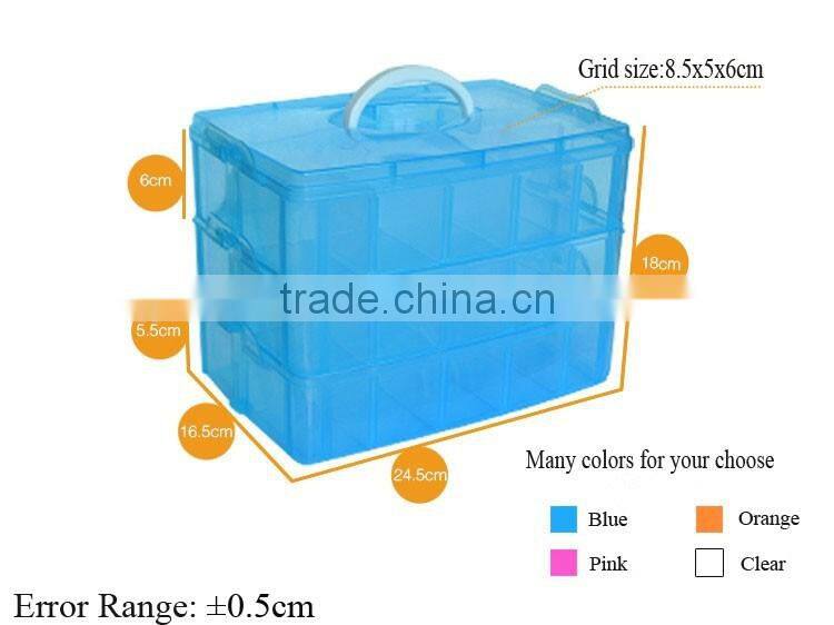 3-Layer Clear Pink Plastic organiser storage hobby craft box container case set