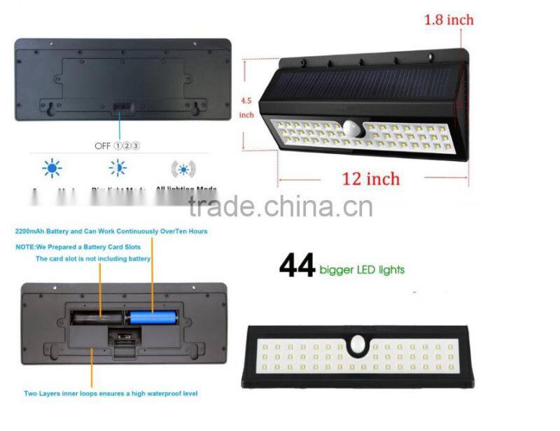 44 LED Detailed motion sensor solar garden light parts hot sale solar home light