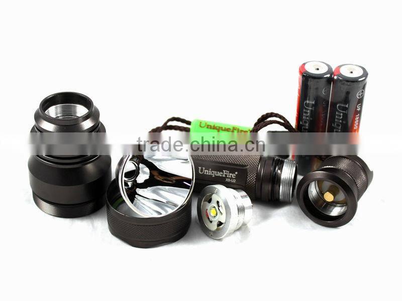 UniqueFire Cree XML U2 LED 1200lumens Bright Light Led Torch with full set(18650 battery&charger)