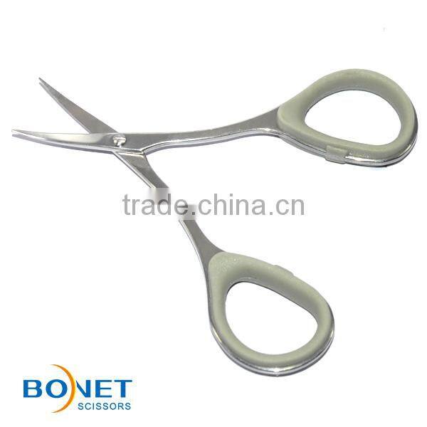 SEM0013 3-1/2'' mirror polised blades soft rubber ring handle high quality round/sharp point vibrissa/nose hair scissors