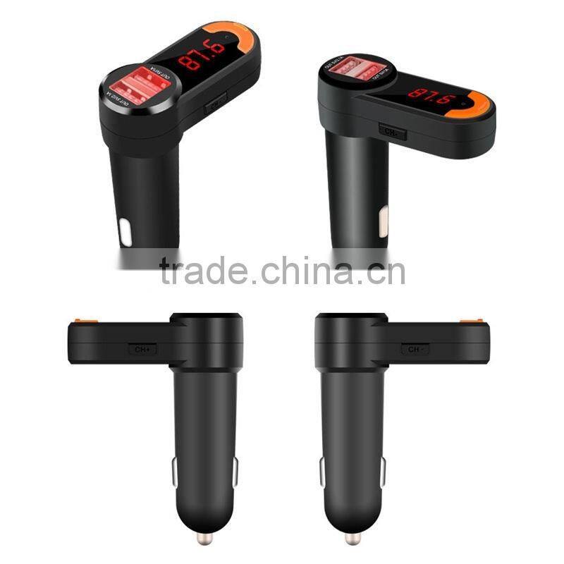 2016 hot mini LED Display Bluetooth handsfree Car FM Transmitter MP3 Player with USB Car Charger