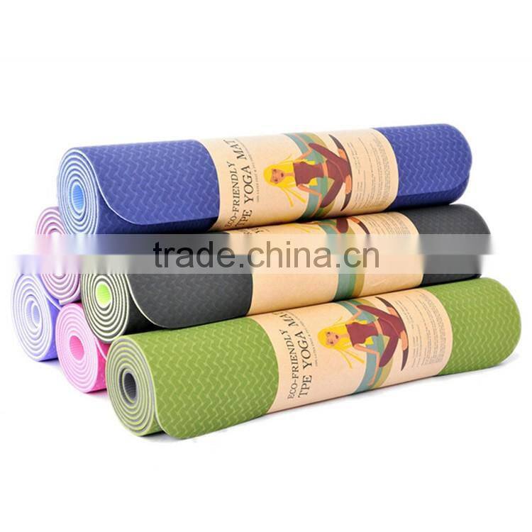 Wholesale ECO double color double layer anti-slip TPE Yoga Mat For Fitness
