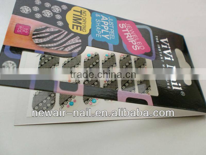 2014 wholesale fashion 3D Nail Art Stickers & Decals for jewel nail strip