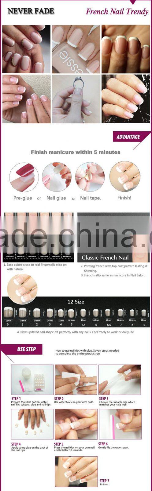 New air French Natural Color Artificial Nail Tips Full Cover Tip