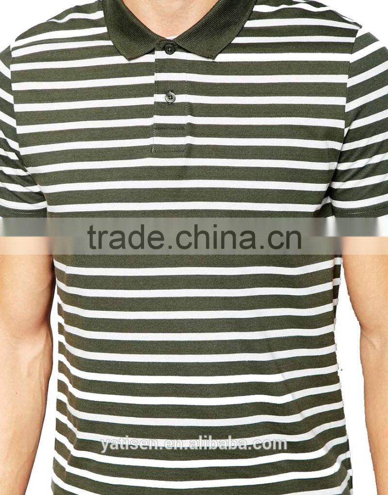 2015 new short-sleeved Mens Polo, Slim Korean version of the double-neck stripe Polo-shirts
