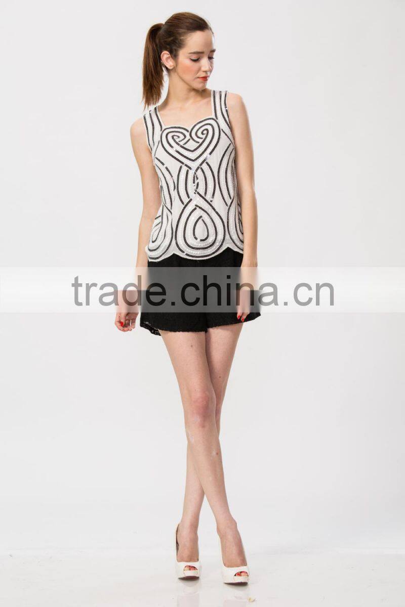 Bodycorn Sequin Halter Sleeveless Lady Tunic Top