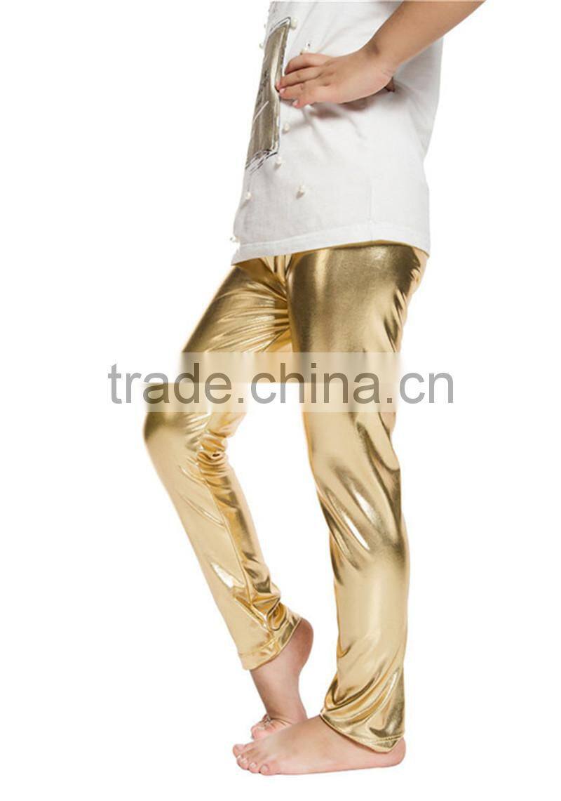 2016 Newest hot selling top quality design Imitation Leather Leggins fitness baby leggings Sweet Child Pants