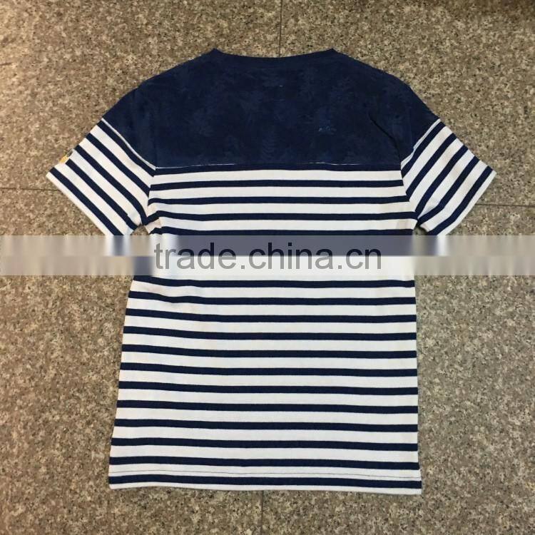 Men stocklots 60%cotton40%polyester stripe print t-shirt