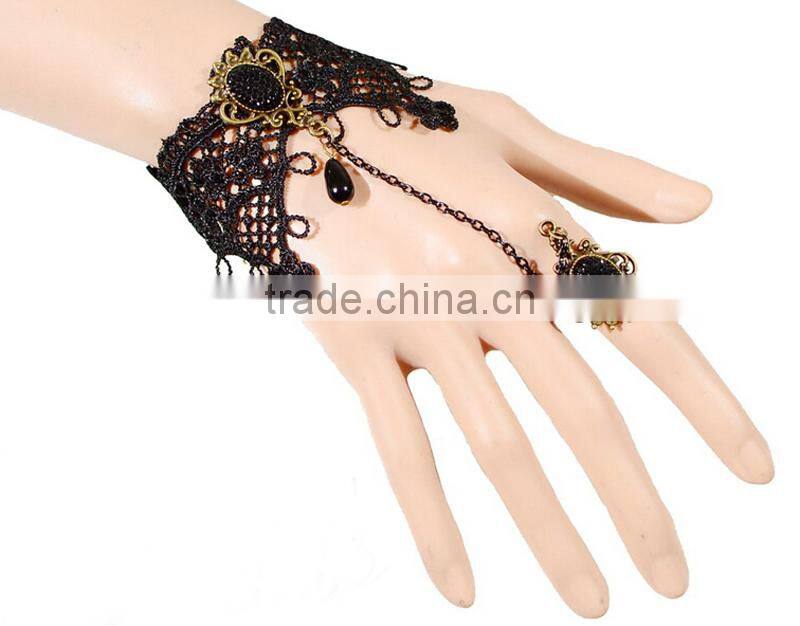 Lace jewelry black supperstar style bracelet wholesale girls jewelry set with diamonds